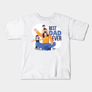 Fathers day birthday - best dad ever lettering and cartoon Kids T-Shirt